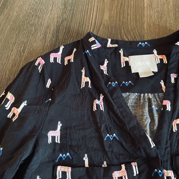 Anthropologie Maeve Llama Moonflower Henley 0 - Picture 4 of 12